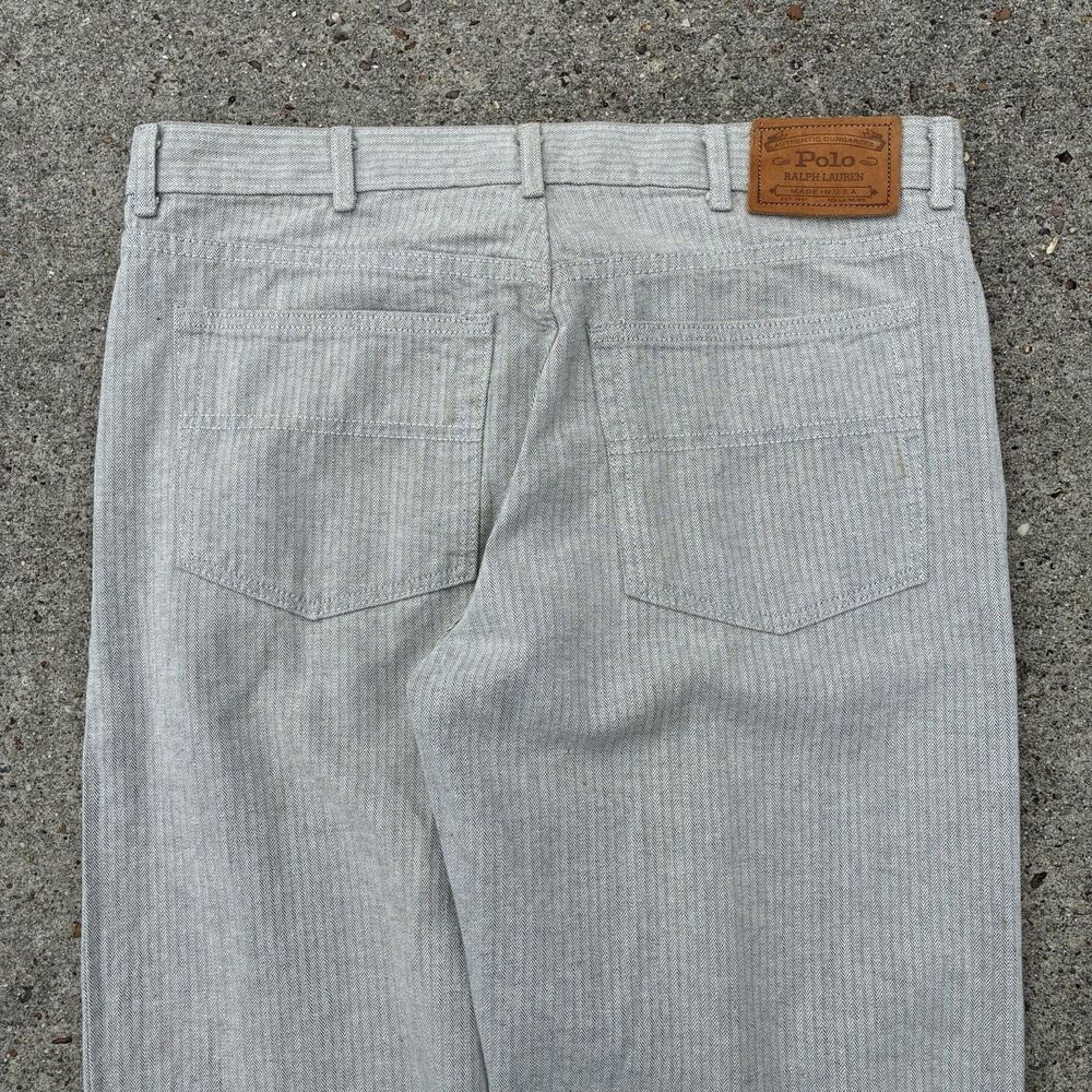 Vintage Polo Ralph Lauren Pants 34x30 100% Cotton Herringbone Trousers USA Made - Picture 8 of 16